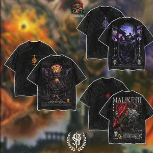 [Shibuya] Collection Limited Edition Elden Ring Game Anime Double Printed Oversize Lightweight Acid Washed Hoodie Gift For Game Lover Streetwear Vintage Shirts 100% Premium Cotton Classic Look graphic tee