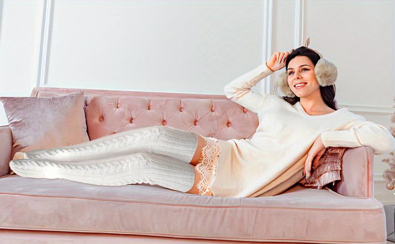 Women's Thickened Fleece Socks - Extra-Long Thigh-High Winter Non-Slip Soft Acrylic Warm Socks, Perfect for Over-the-Knee Boots, Pants, and Dresses - Cold-Resistant, Elegant, Versatile Fashion Accessory with Ribbed Design