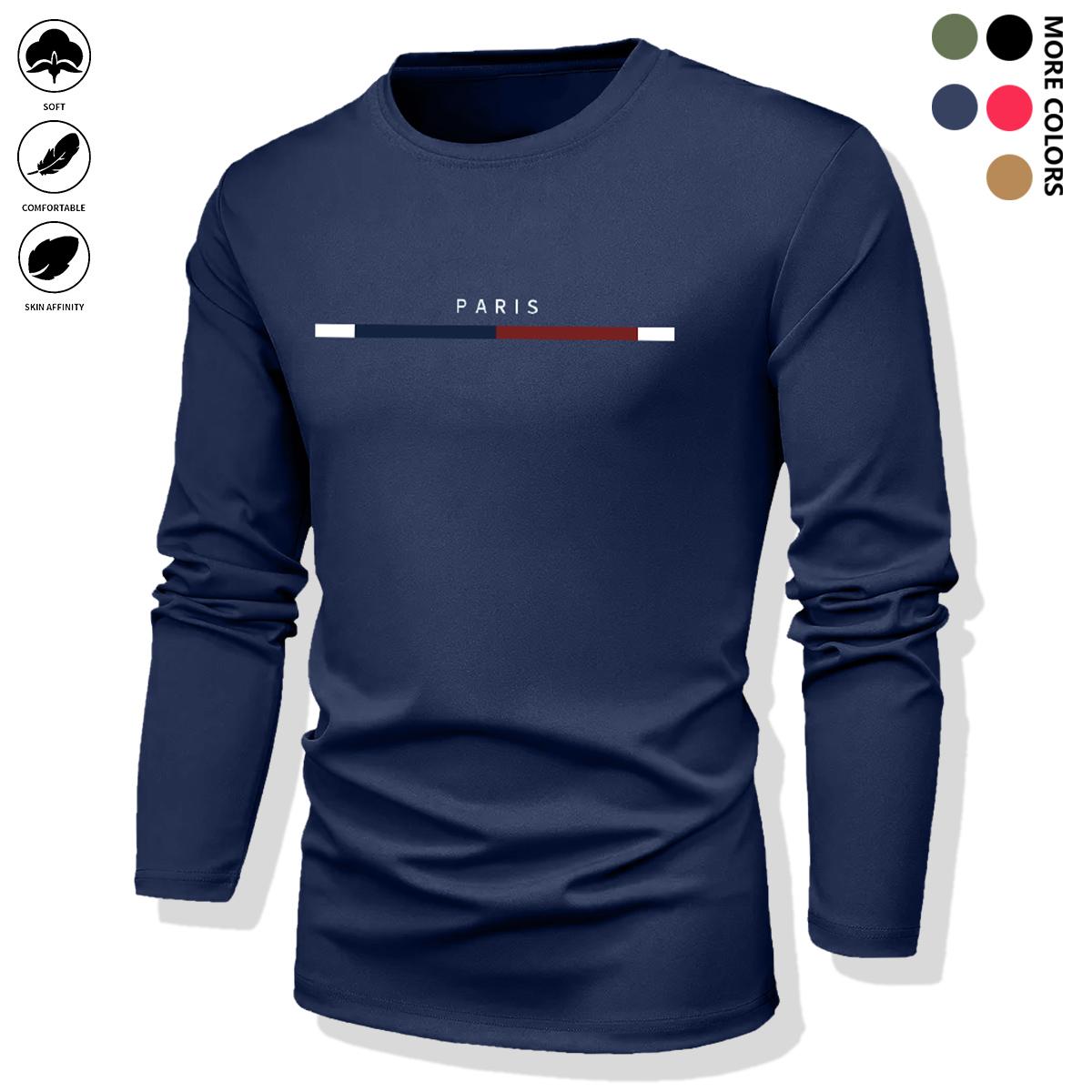 2 Pack Long Sleeve Mens Casual Crew Neck - Lightweight Stretch - Minimalist Style with Printed Design Men's Christmas Clothing - Gift Ideas for Men