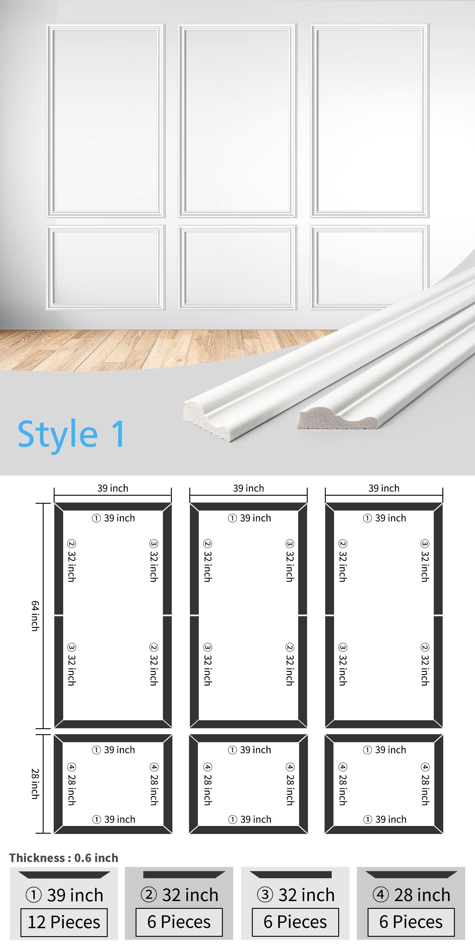 Art3d Pre-Cut Wall Molding Kit – DIY Wainscoting Panels for Interior Walls, Living Room & Bedroom Decor,3 ToP 3 Bottom