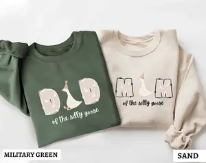 [Sweatshirt Sale Up To 50%][Made USA] One Silly Goose 1st Birthday Matching Family Sweatshirts, 1st Birthday Silly Goose Theme Mama Dada Goose Shirt, 1st Birthday Boy Matching Mom Dad, Silly Goose Birthday Sweater, Gift for Her - Him