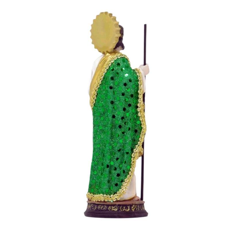 San Judas 8" Inches Tall Statue Vestido Tela Green and Gold Robe Religious Decor Saint Jude patron saint Religious Decor
