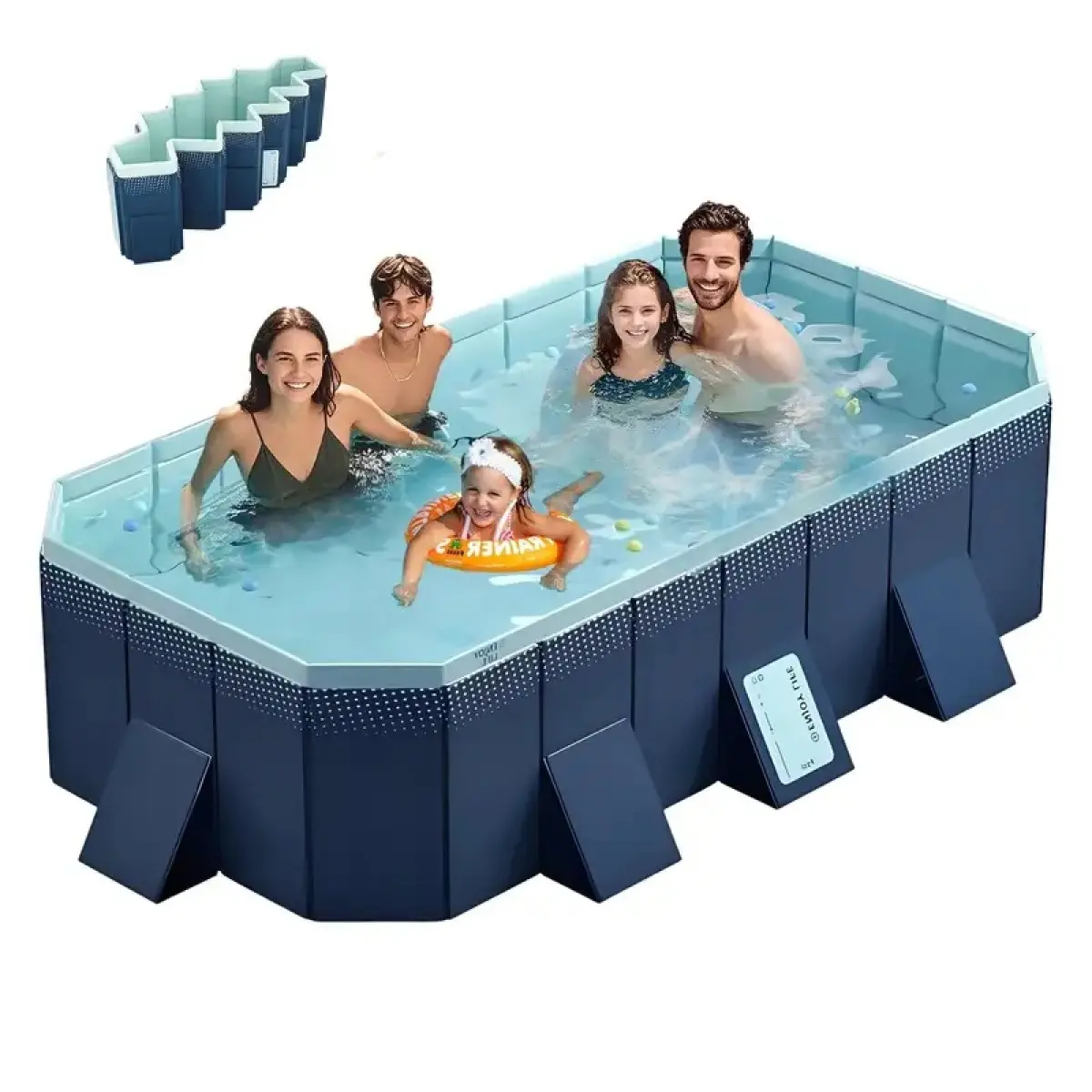 Aobtkel 2.1m PVC Folding Pool for Family Summer Outdoor Patio Garden Not Inflatable Easy Setup 310 Gallon Capacity Durable Foldable Backyard Pool for Adults Kids Beach Cooling Off Quick Storage Swim Gift Idea