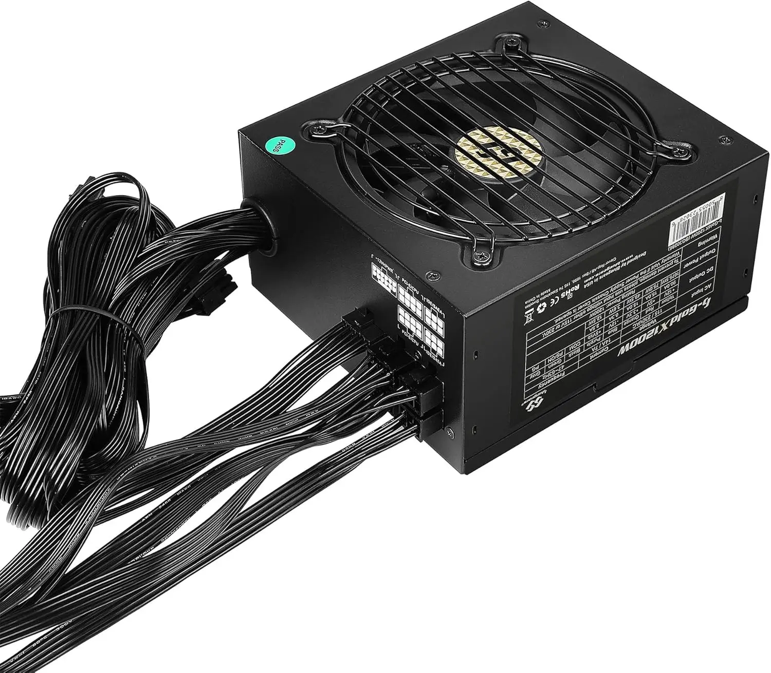 b-GoldX 1200W Semi Modular ATX 3.1, PCIe 5.1, 12VHPWR GPU Connector, 80+ Gold Efficiency Equivalent with APFC, OPP, SCP, OVP, UVP, OCP, SPD ATX Power Supply.