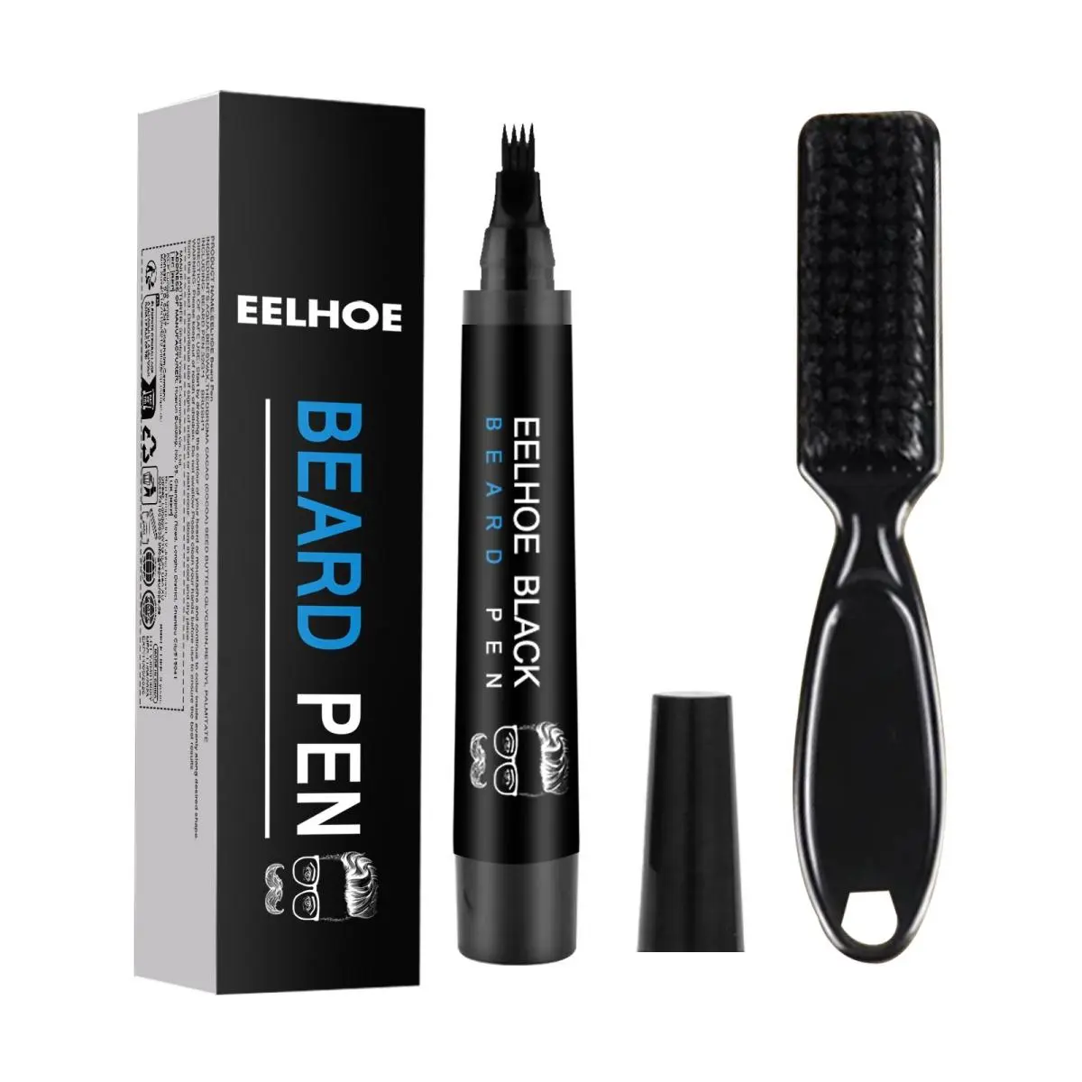 Beard Filler Pen & Brush Kit - Waterproof Beard Pencil for Natural-Looking Coverage, Shape & Define Sparse Beards | Long-Lasting Men's Grooming Set