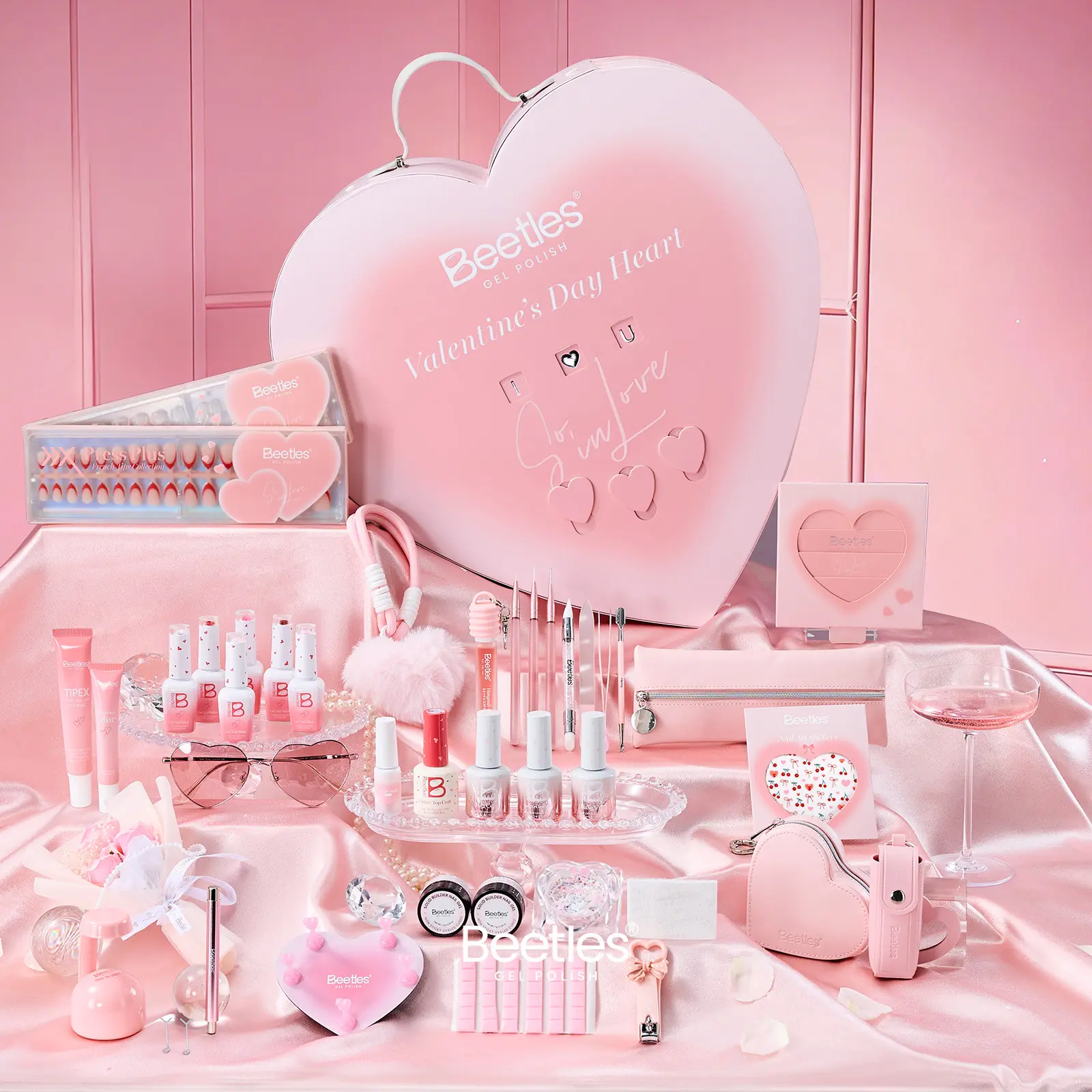 Beetles 2026 Manicure Valentine Gel Nail Polish Kit, Hema Free Gel TPO Free Cat Eye diy salon nails at home gift Cosmetic Manicure Cutics Spring Nail Valentine Gift Flower