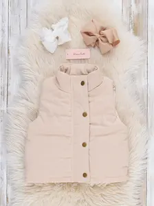 Corduroy Puffer Vest - Beige