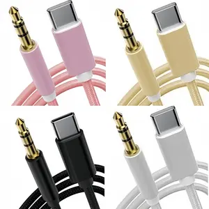 3.3ft/100cmAUX Audio Cable Type C to 3.5mm Male Adapter for Android Phones Samsung Galaxy Xiaomi Huawei Laptops Tablets Car Stereo Headphones Speakers Portable Fast Charging Compatible