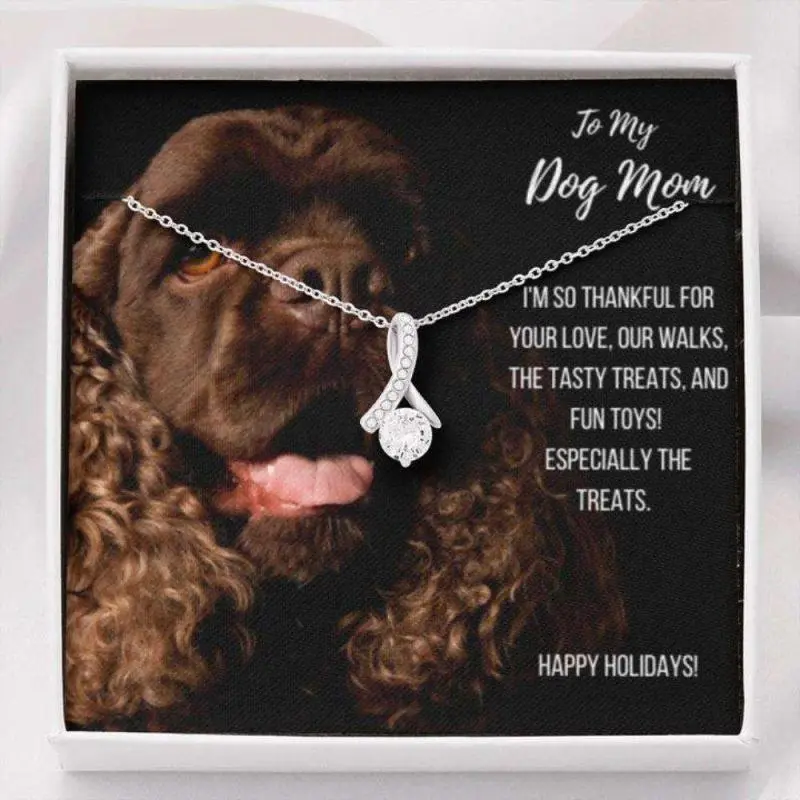 Dog Mom Necklace, Gift Necklace With Message Card Brown Cocker Spaniel Dog Mom Beauty Necklace, Beautiful Necklace Gifts for Mom - Perfect Mother's Day Jewelry, Thoughtful & Meaningful Gift for Mother