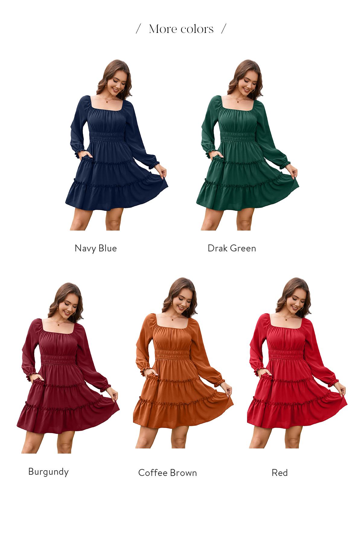 Chicovar Casual Dress for Women, Side Pockets, Lantern Sleeves, Flattering Smocked Waist,Easter dress, Stylish for Family Photos, Church, Westernfashion