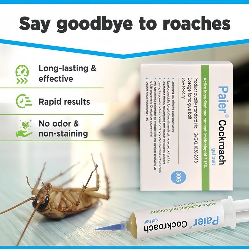 Indoor Cockroach Exterminator, Insect Repellent, 1 tubes x 30g, 1 plungers and 2 tips, German Cockroach Pest Control, Can be used indoors and outdoors, Cockroach Killing Gel for American Cockroaches, German Cockroaches and other major cockroach species
