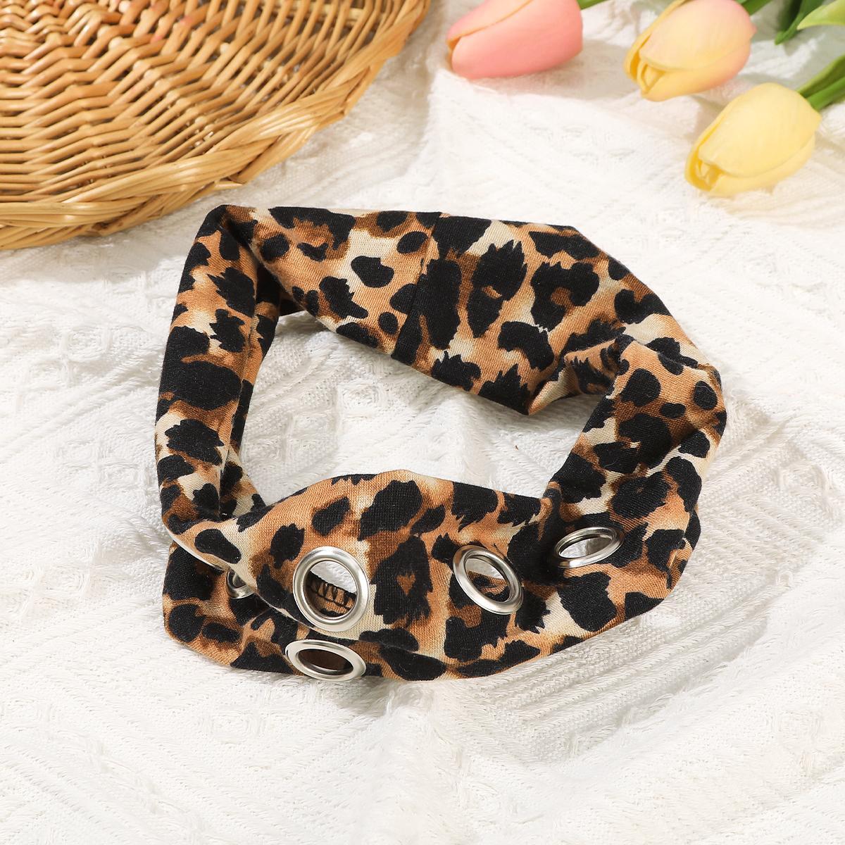 Punk Women Hollow Out Metal Eyelets Elastic Headband Y2k Punk Girls Rock Stretchy Wide Hairbands Headwear Hair Accessories