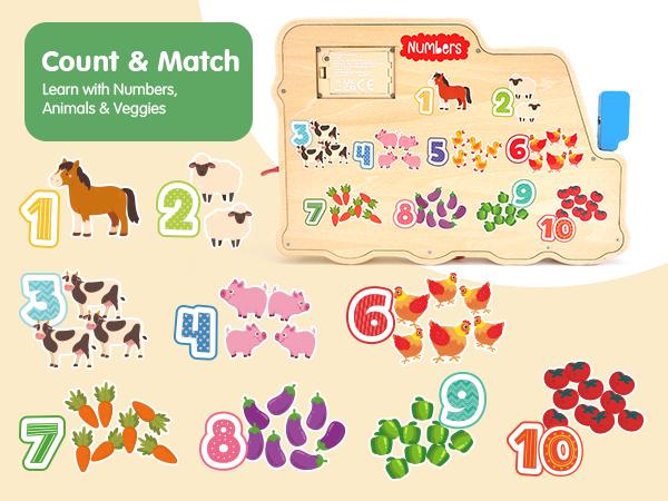 hahaland 18-in-1 Farm Truck Sensory Board: 18 activities with LED lights & switches! A Montessori toy that develops fine motor skills. The perfect travel, birthday, or Christmas gift.