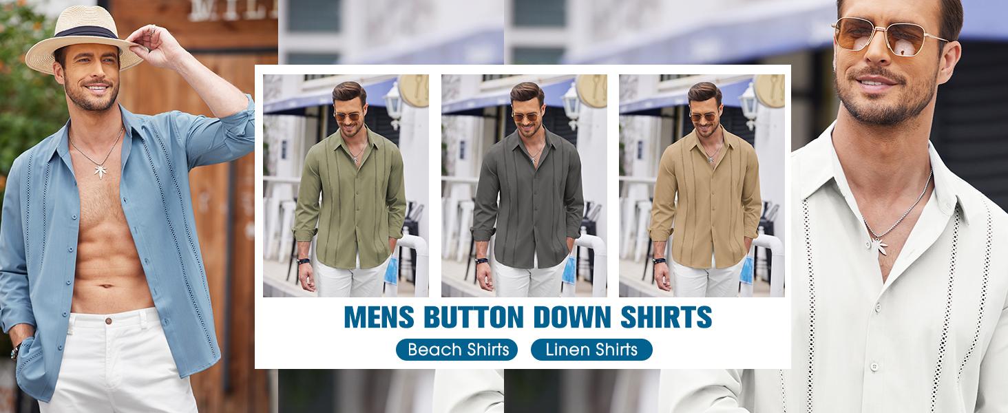 COOFANDY New York Fashion Week Mens Cuban Guayabera Lightweight Shirt Casual Button Down Shirts Long Sleeve Beach Linen Shirts Menswear Tropical COOFANDY New York Fashion Week Mens Cuban Guayabera Lightweight Shirt Casual Button Down Shirts Long Sleeve Beach Linen Shirts Menswear Tropical