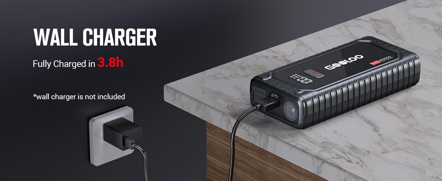 GOOLOO GE3000 Car Jump Starter 3000A Portable Jump Box (up to 8.5L Gas/ 6L Diesel), 12V SuperSafe Lithium Battery Booster Jump Starter with Smart Charging Port and LED Light