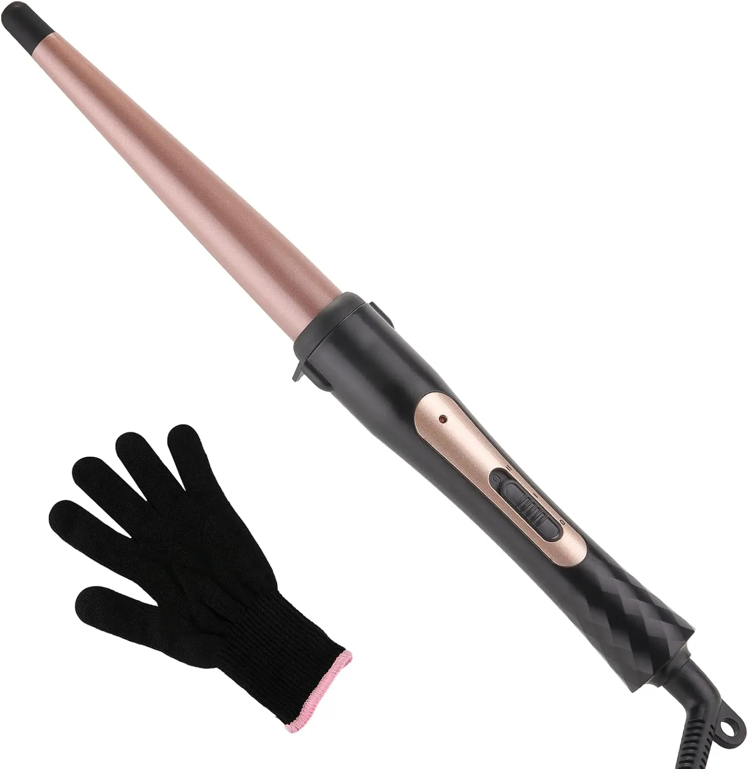 1/2 Inch to 1 Inch Tapered Curling Wand for Short, Medium & Long Hair | Tourmaline Ceramic Wand Curling Iron for Natural Waves & Loose Curls, Two Heat Settings, Dual Voltage, 60-Min Auto Shut-Off