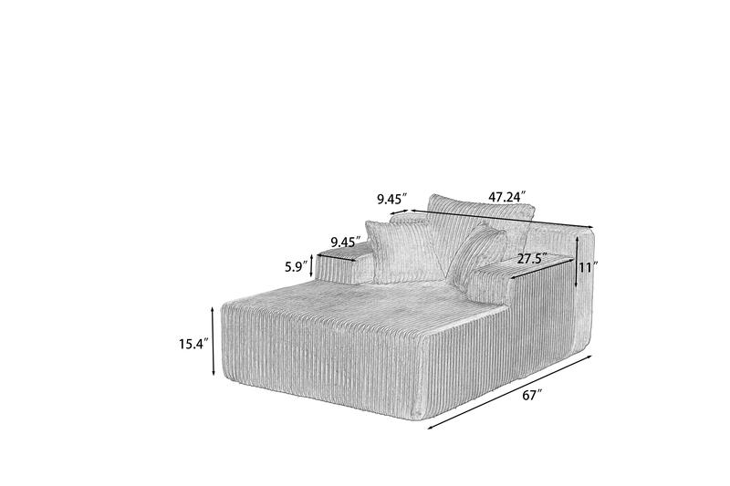 133.1'' Boneless Sectional Couches for Living Room, Oversized Cloud Couch with Chaise & Ottoman, Modular Sofa Sets Deep Seat Plush Corduroy, No Assembly Required,Plush Corduroy