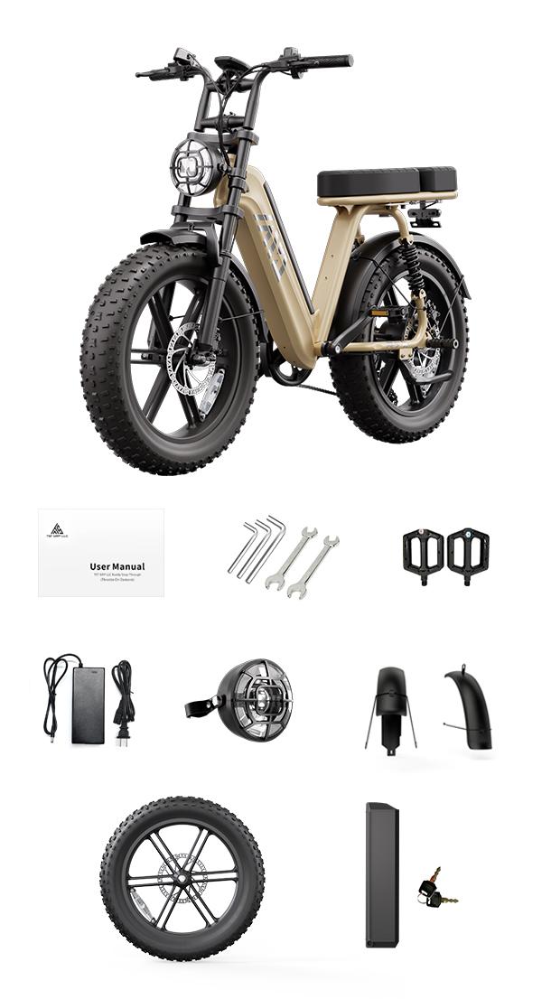 1500W Electric Bike with 20" Fat Tires | 90 N.m Torque, 28 MPH Top Speed | 48V 15AH Battery, 65KM Range, LCD Display & Bluetooth App | Black & Desert Yellow