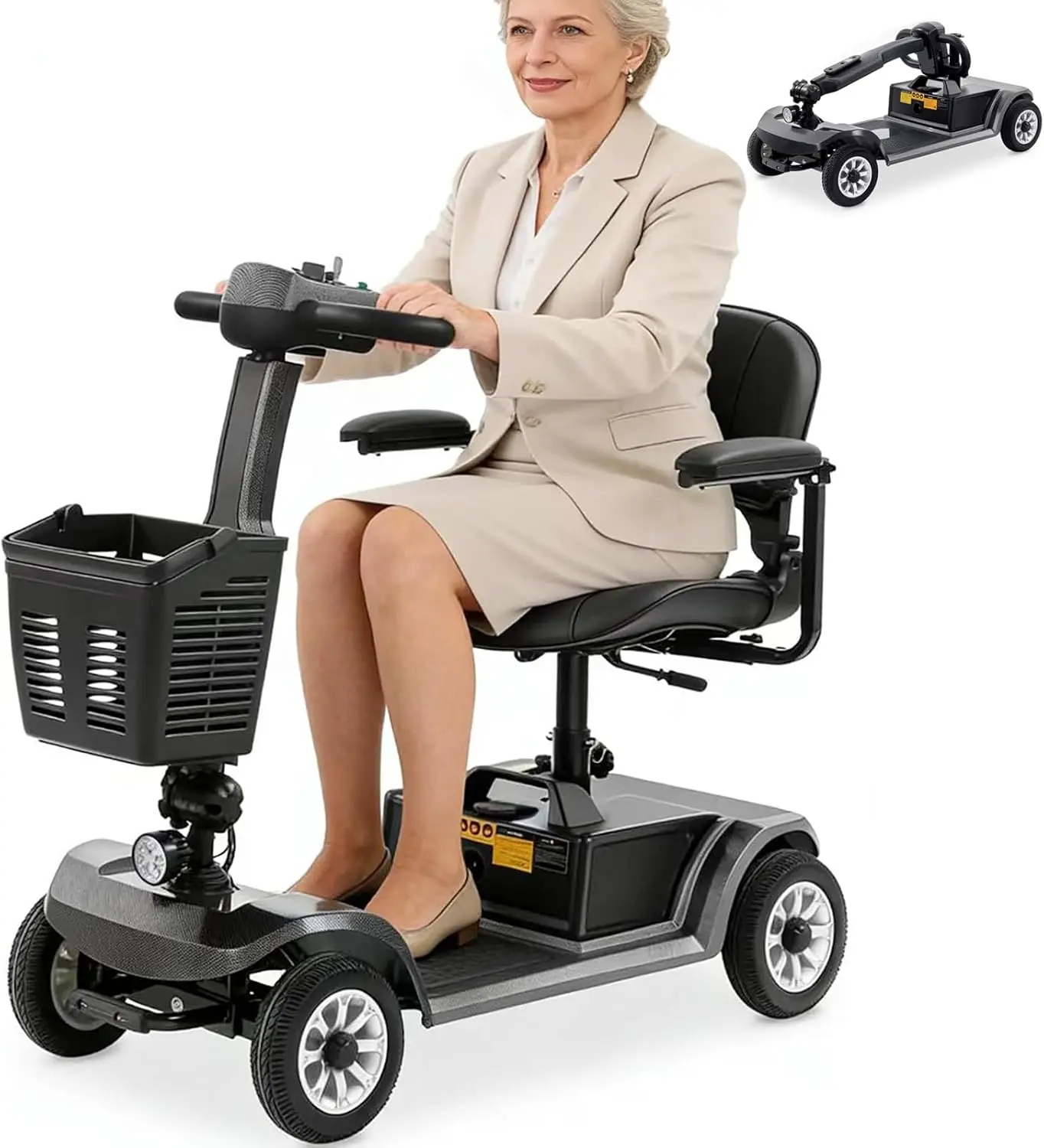 FDA Registered Senior Motorized Mobility Scooter for Adults, 418 lbs Weight Capacity, 20KM Long Range, Quick Folding, Easy Assembly, Motorized Scooters