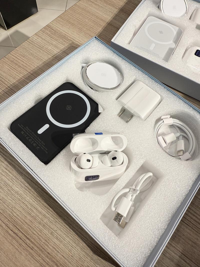 6-in-1 Wireless Charging Accessories Set with Magnetic Power Bank, Charger, Earbuds and Cables