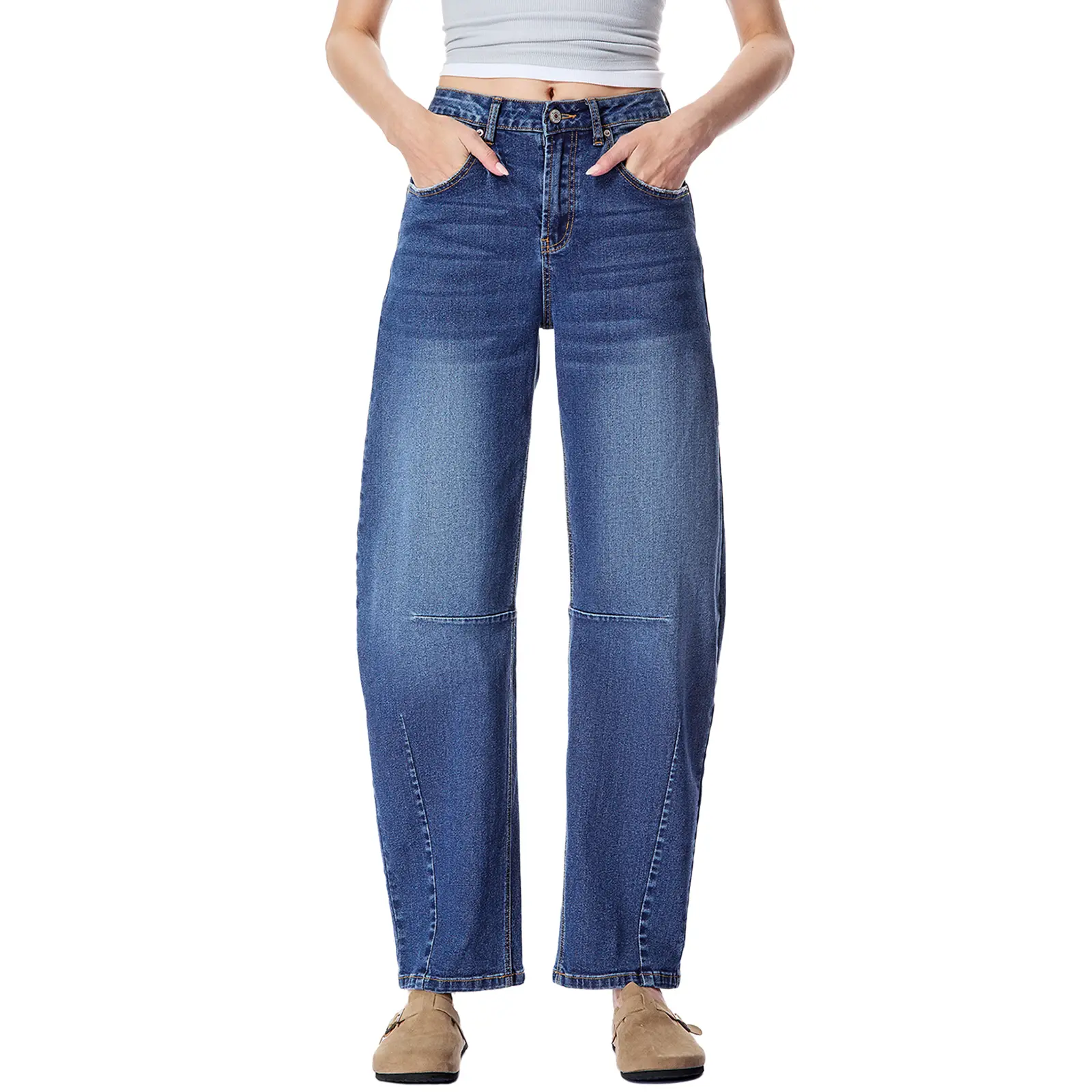 EVALESS Women's Mid Waist Wide Leg Jeans,Baggy Boyfriend Basic Jeans,Casual Y2k Ankle Denim Pants Trouser Barreljeans,2026 Fashion Womenswear Streetwear Minimalist Winter Outfits  Deals For You Days summer outfits