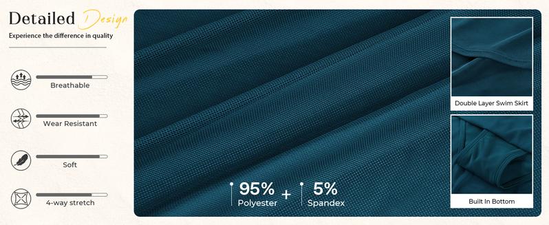 Hanna Nikole Womens High Waisted Bikini Sets, Modest Tummy Control Swimsuits, 2 Piece Bathing Suits Mesh Swim Skirt