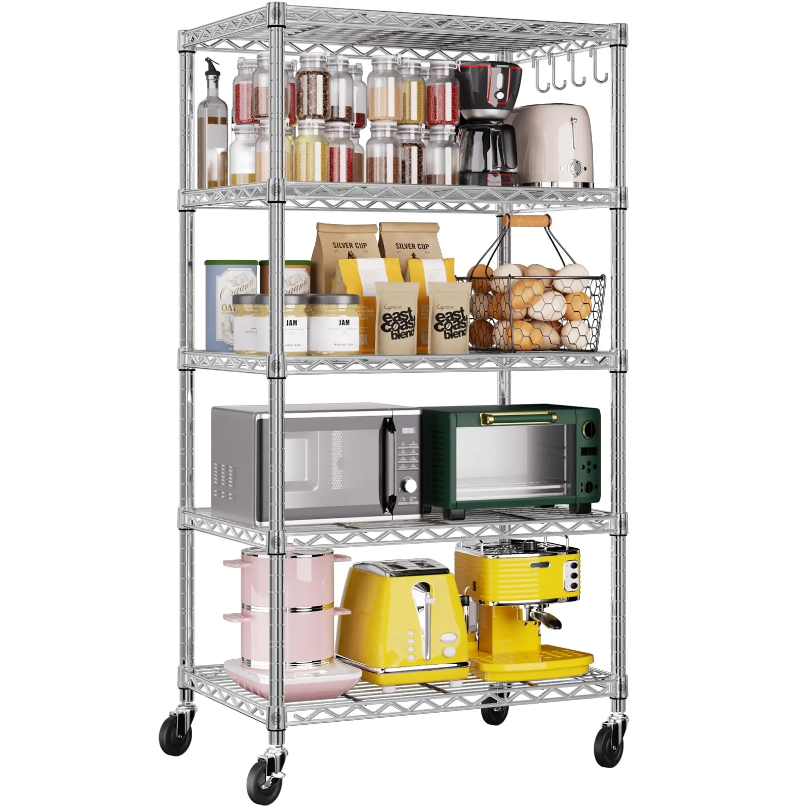 5-Tier 24" x 18" x 72" Silver