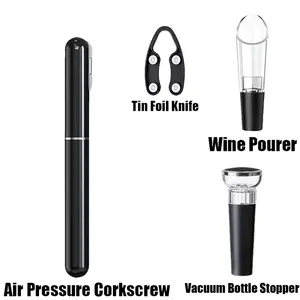 4-in-1 Air Pressure Wine Opener Set Effortless Cork Removal Stainless Steel Wino On The Go for Bar Kitchen Travel