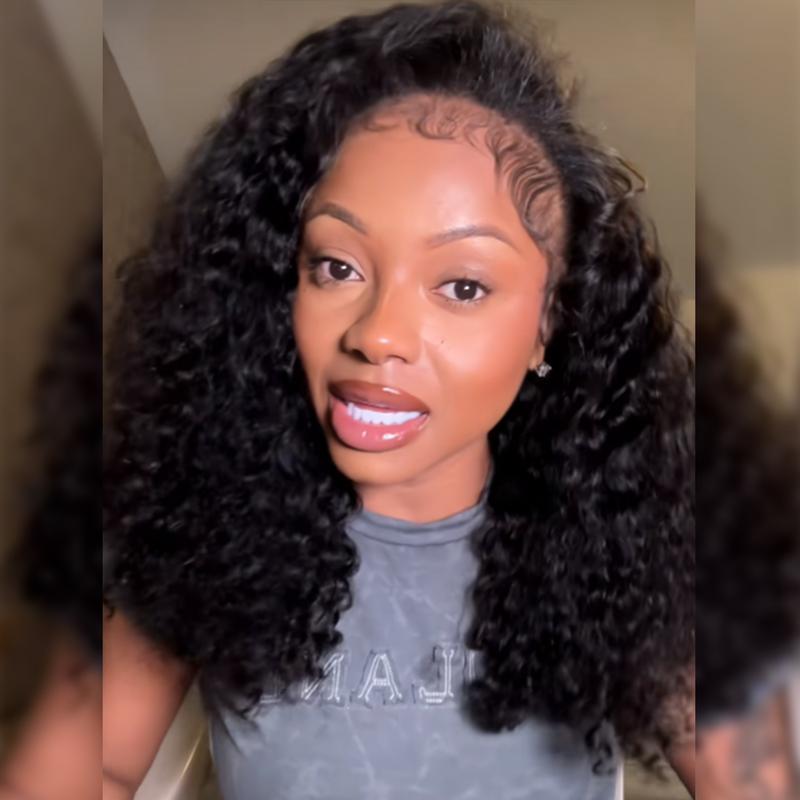 【3 In 1 Half Wig】Kinky Curly Half Wig Human Hair Burmese Curly 3 In 1 Half Wigs for Women V Part Burmese Curly Wig Human Hair Beginner Friendly Kinky Curly Wig Human Hair 180 Density