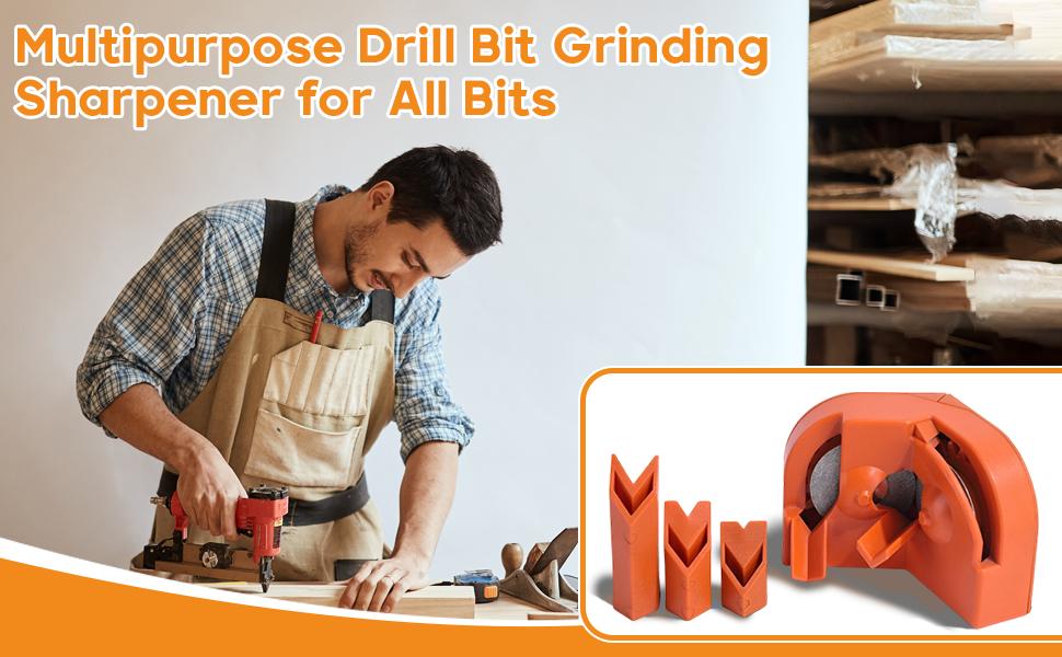 Multipurpose Drill Bit Sharpener | 2026 New Version For All Drill Bits, Power Drill Bit Sharpener / Drill Press Sharpening System (Orange)