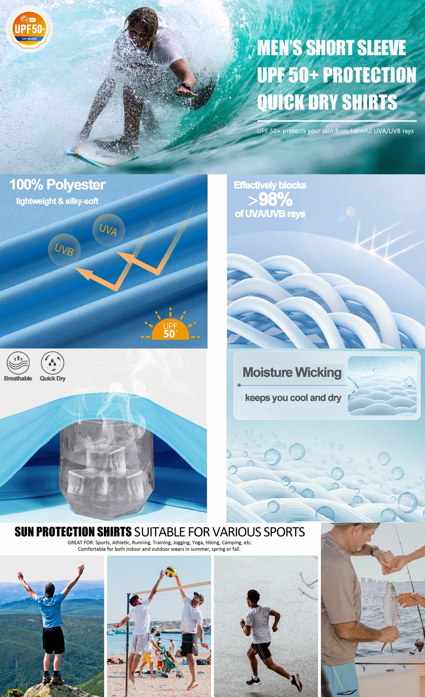 MAGCOMSEN Men's Short Sleeve UPF 50+ T-Shirt Quick Dry Rash Guard Athletic Running Swim Top Tee Performance Water Shirts Hiking Activewear Outdoorfun