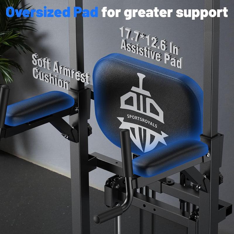 Sportsroyals Power Tower Pull Up Bar Station, 450LBS Stable Pull Up Dip Station for Home Gym Strength Training Equipment
