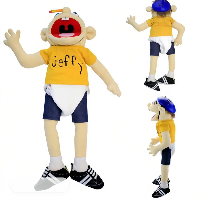 Jeffy Hand Puppet Soft Plush Cartoon Stuffed Doll Educational Roleplay Sleeping Pillow Valentine's Day Easter Birthday Gift for Kids Fans