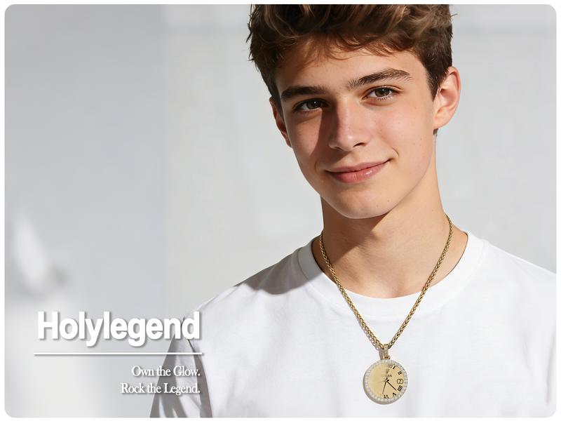 Holylegend 14K Real Gold Plated Watch Pendant Necklace with “To My Son” Engraving, CZ Accented Classic Timepiece Design, Meaningful Gift from Parents to Son