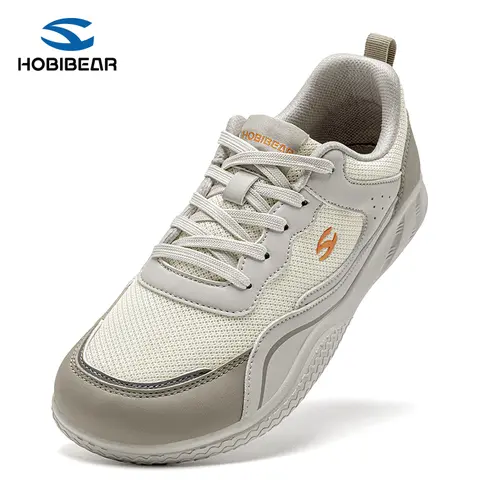 HOBIBEAR Women's Barefoot Walking Shoes - Wide Toe Box, Lightweight Upper, Rubber Sole, No Arch Support Thin Outsole, Laced Comfortable Outdoor Sneakers