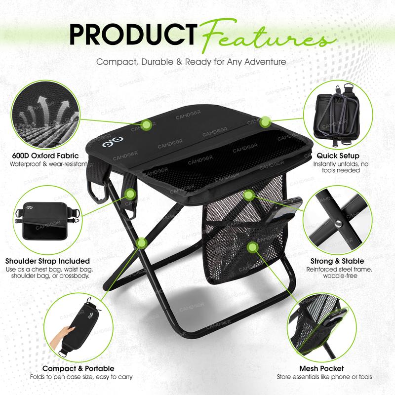 【Jumpstart Sale】Valentine's Day Gift,Camdoor Portable Outdoor Folding Chair with Shoulder Strap Ultra Light 1.5 lbs Max Load 500lbs Side Pockets Velcro Storage for Camping Hiking Fishing BBQ Parties - Collapsible Stools, Gift for Girlfriend/Boyfriend