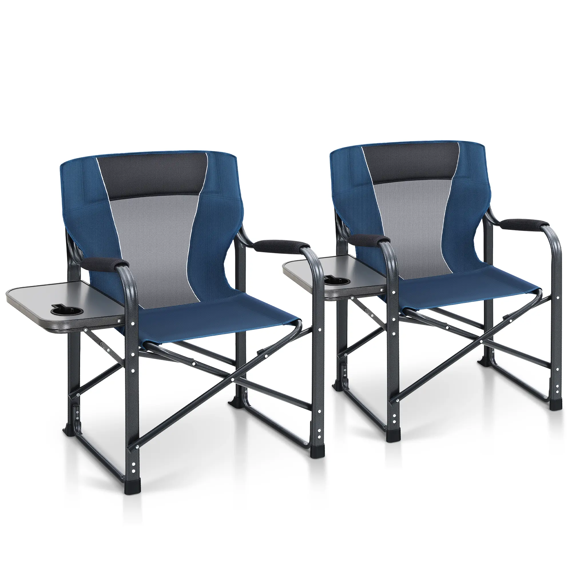 PHIVILLA Director Chair with Side Table, Heavy Duty Portable Chair with Cup Holder and Cooler Bag, Steel Folding Chair for Adults, Capacity 350 lbs Travel Accessories[live]