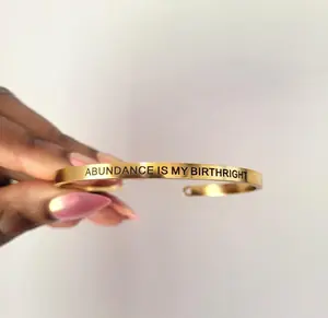 "Abundance Is My Birthright" Bangle, Affirmation Jewelry, African Statement Jewelry, Gifts for Women, Goddess Jewelry 