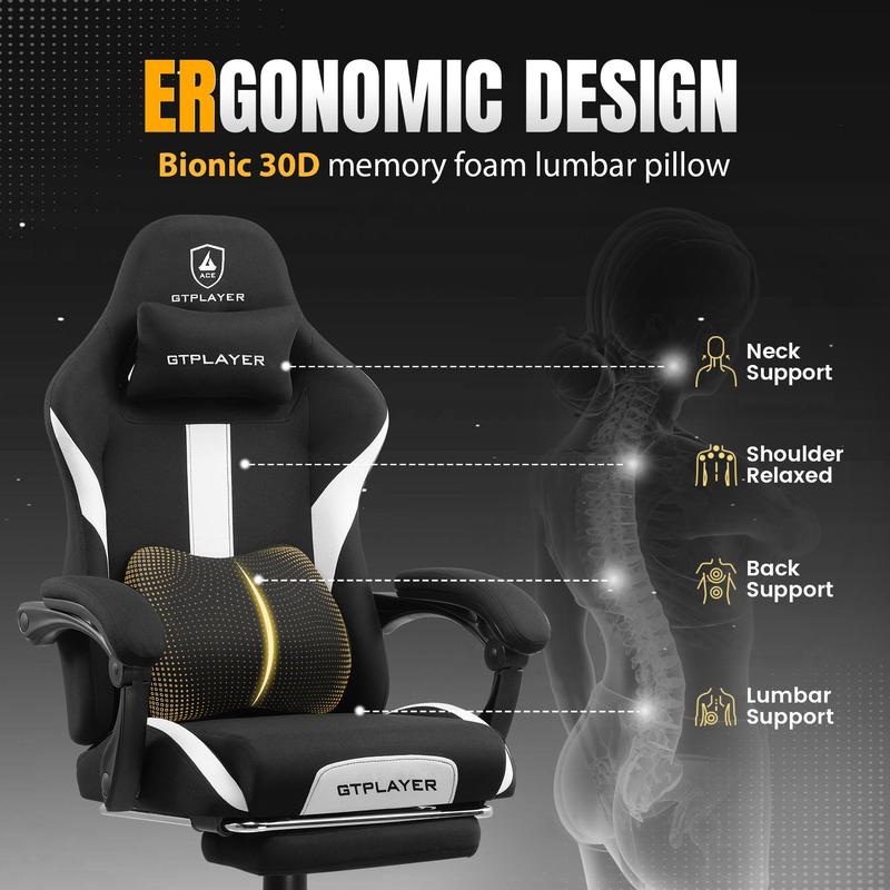 【2026 New Year Sale】GTPLAYER Office Gaming Chair, with Pocket Spring Cushion and Memory Foam Lumbar Pillow, Desk Chair Reclining, Mesh Swivel Rolling Task Chair Furniture Ergonomic