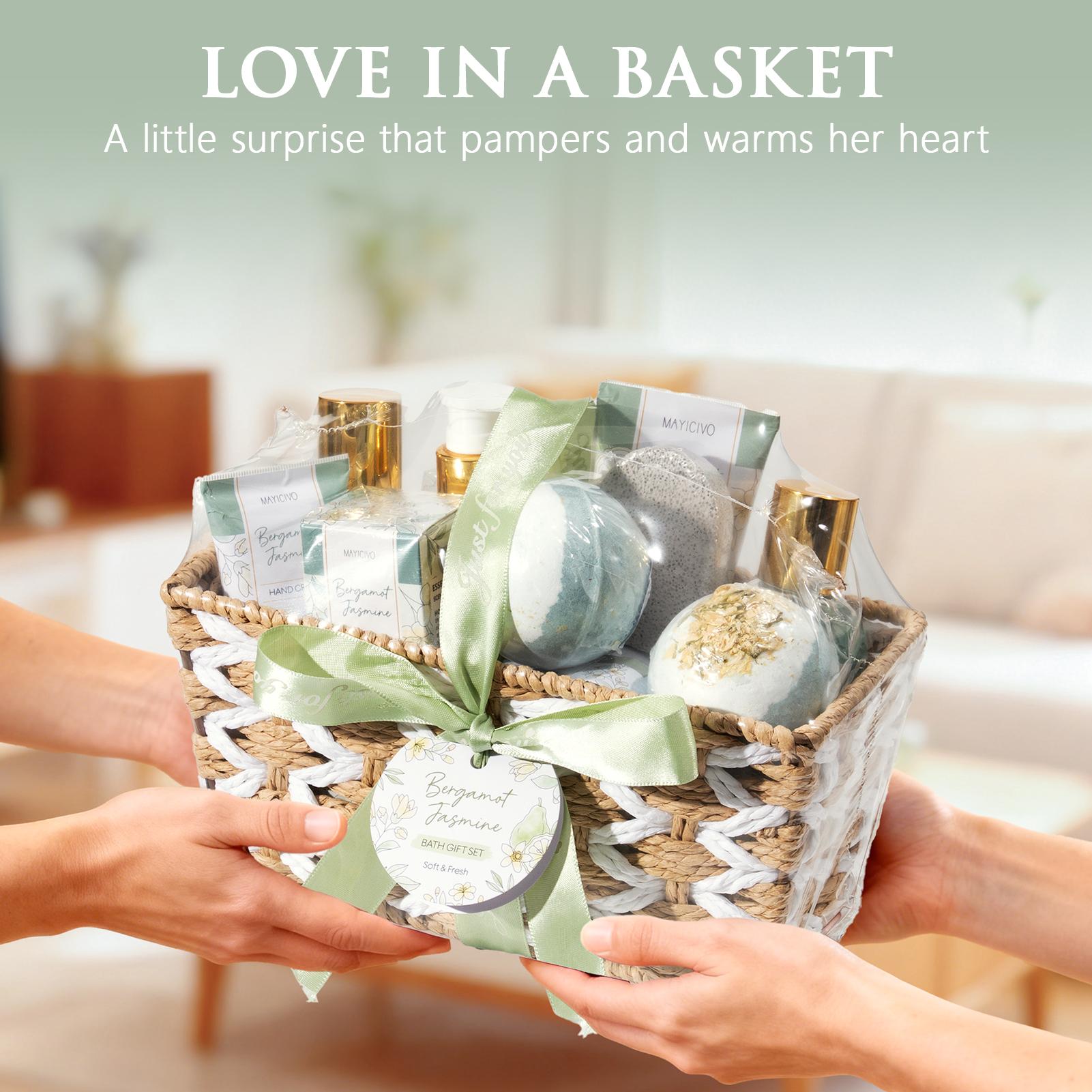 Mayicivo Valentine's Day Gifts for Women, Bergamot Jasmine Relaxing Spa Gift Baskets for Women Self Care Package Bath Gift Set, Home Bath and Body Kit Pampering Gifts for Womens Mom Her Friends Sister Wife Mayicivo Valentine's Day Gifts for Women, Bergamot Jasmine Relaxing Spa Gift Baskets for Women Self Care Package Bath Gift Set, Home Bath and Body Kit Pampering Gifts for Womens Mom Her Friends Sister Wife