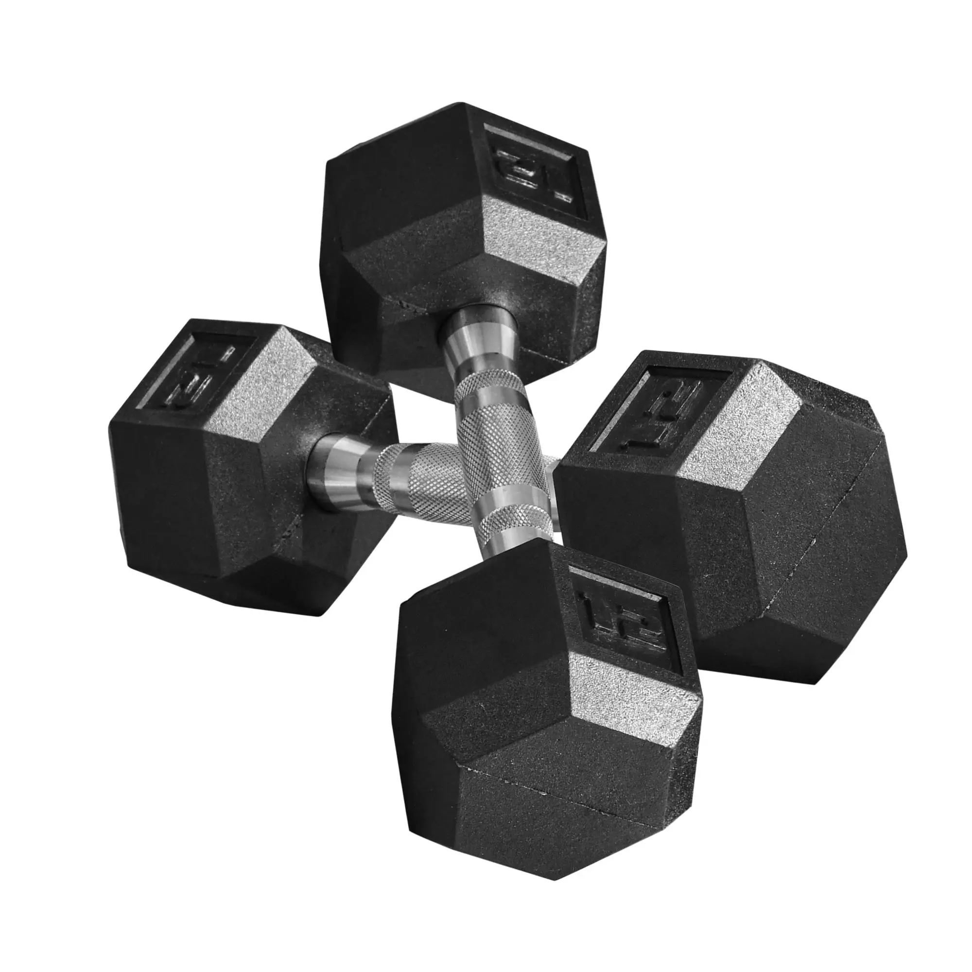 Soozier Unisex Steel-Rubber Hex Dumbbell Set (2 x 12lbs) - Non-Slip Handles, Anti-Roll Weights for Home Gym Resistance Training, Arm Workout for Woman, Chest Day, Full Body Workout, Toned Arms, Shoulder, Textured, Ergonomically Curved Handles, Dumbbells,,