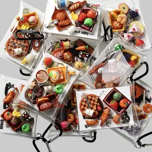 DIY Bag Charm Making Kit | Valentine's Day gift,Create & Share Your Custom Keychains or Bagcharms ! Complete Set with 15pcs miniature food, Stickers, Keypouch and diy tools