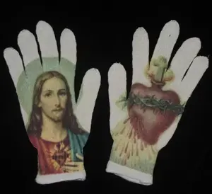 Soft knit winter gloves,Jesus Religious Artwork Print, Soft Stretch Knit, One Size, Warm Winter Hand Gloves, Vintage Catholic Aesthetic, Cold Weather Accessory