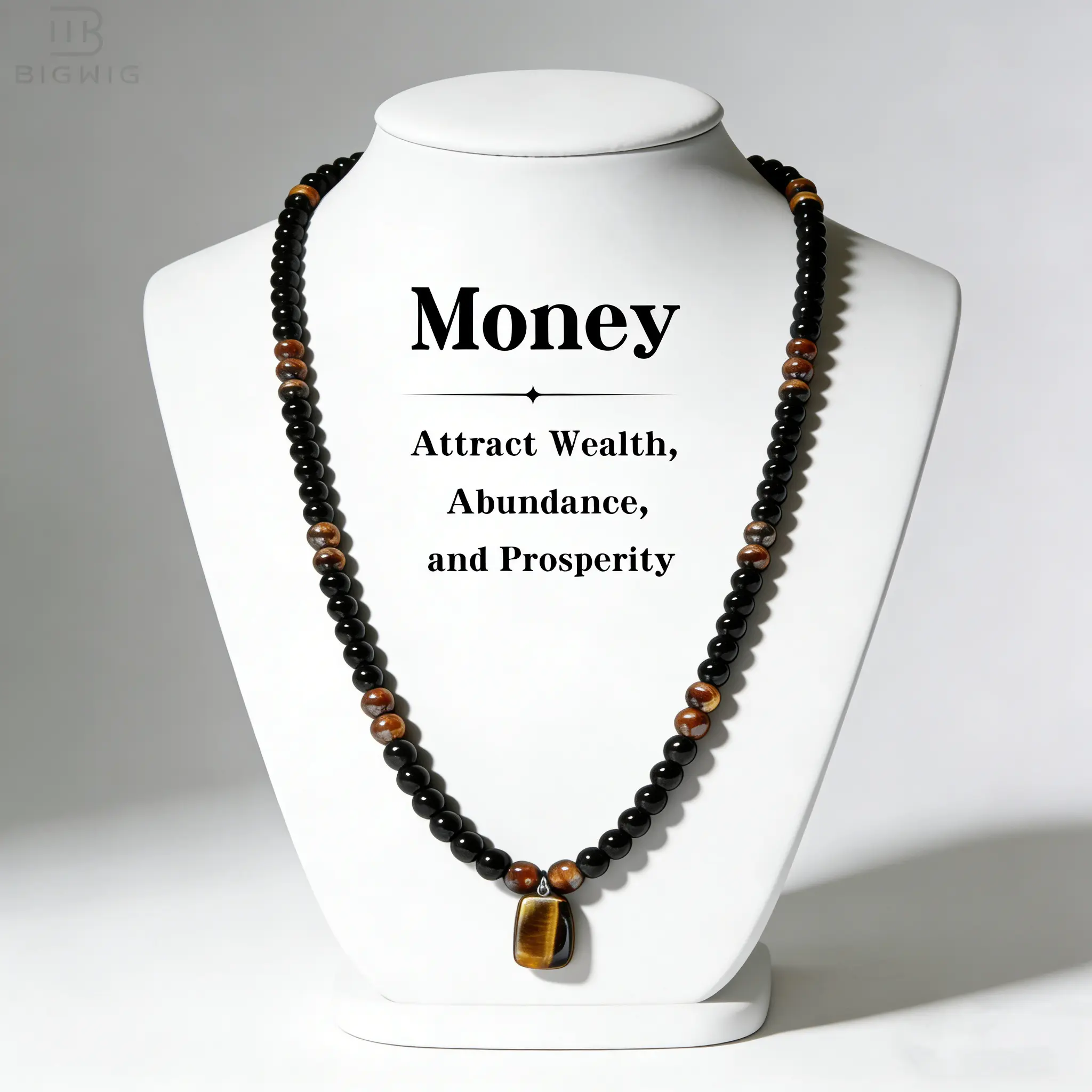 1pc Money Attraction Necklace With Natural Black Obsidian & Tiger Eye Pendant Necklace, 27" Retro Long Chain Necklace, Daily Wear Jewelry Gifts for Men and Women, Birthday Gift, Valentine's Day Gift summerwins FathersDayGift