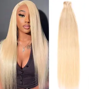 Msgem Hair 613 Bundle Blonde Straight Human Hair 1 Bundle Lot 15A Brazilian Human Hair Bundles 613 Hair Bundles Human Hair Extensions for Women
