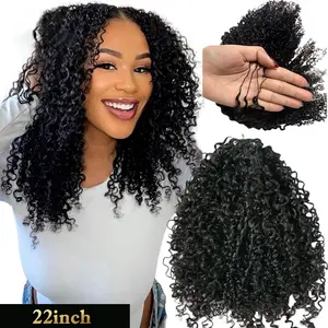 New 2026 Ramiss Crochet Braid Hair Extensions Miracle Knots Pre Looped Kinky Curly Crochet Human Hair Extensions Knotless Pre-Separated Burmese Curly Feather Crochet Bundles Kinky Knotless Crochet Hair
