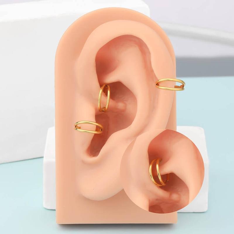 Oufer 20G Hinged Segment Double Rows Nose Nostril Piercing Hoop Ring Helix Conch Lobe Cartilage Hoop Ring 5mm-12mm Elegant Design