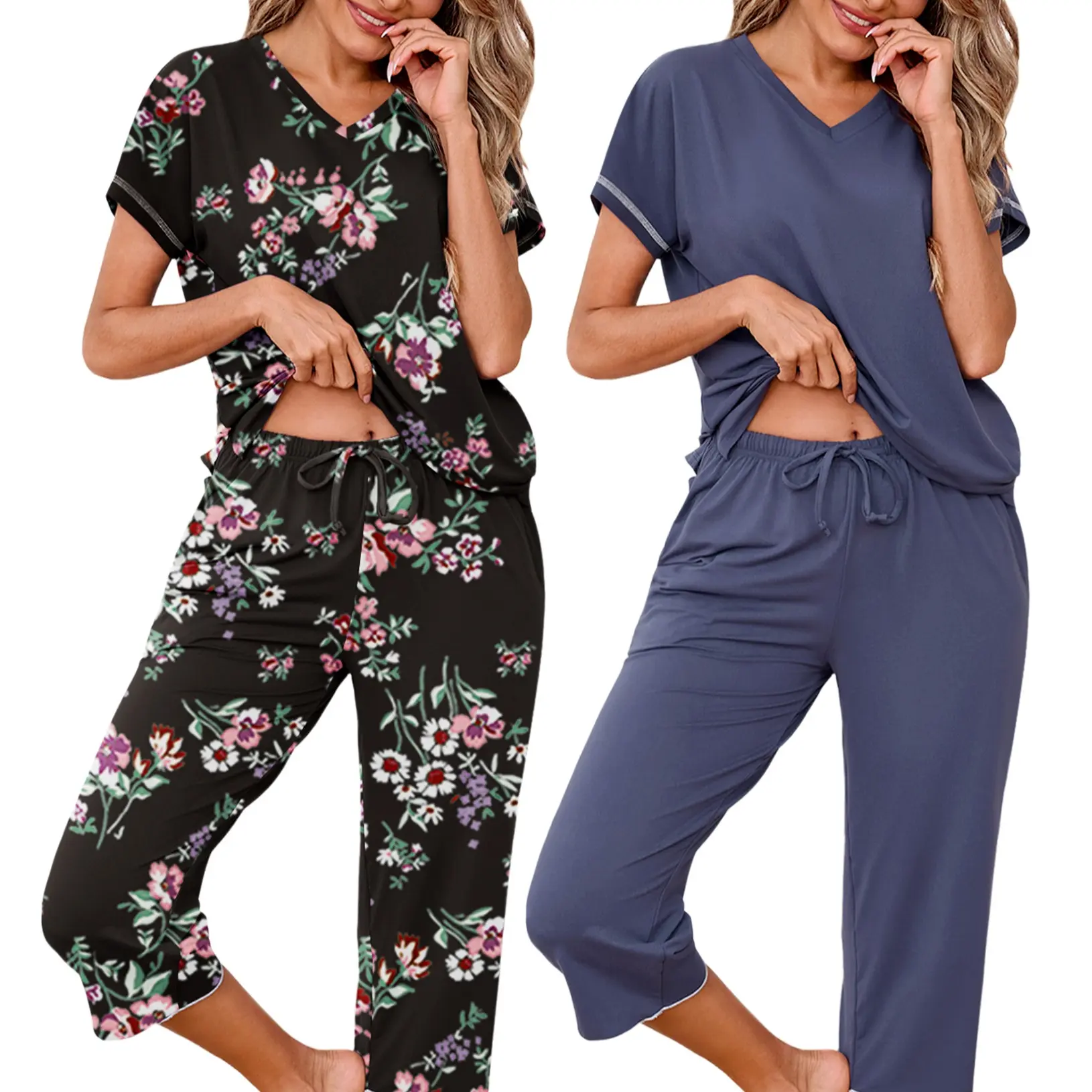 Black Flowers, Navy Blue