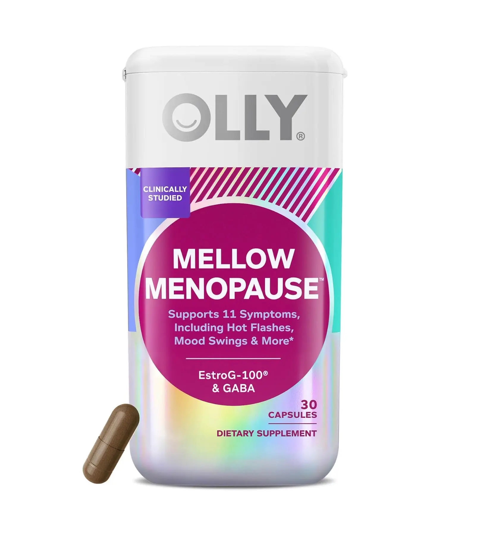 OLLY Mellow Menopause Supplements, Supports 11 Symptoms* - 30 Count