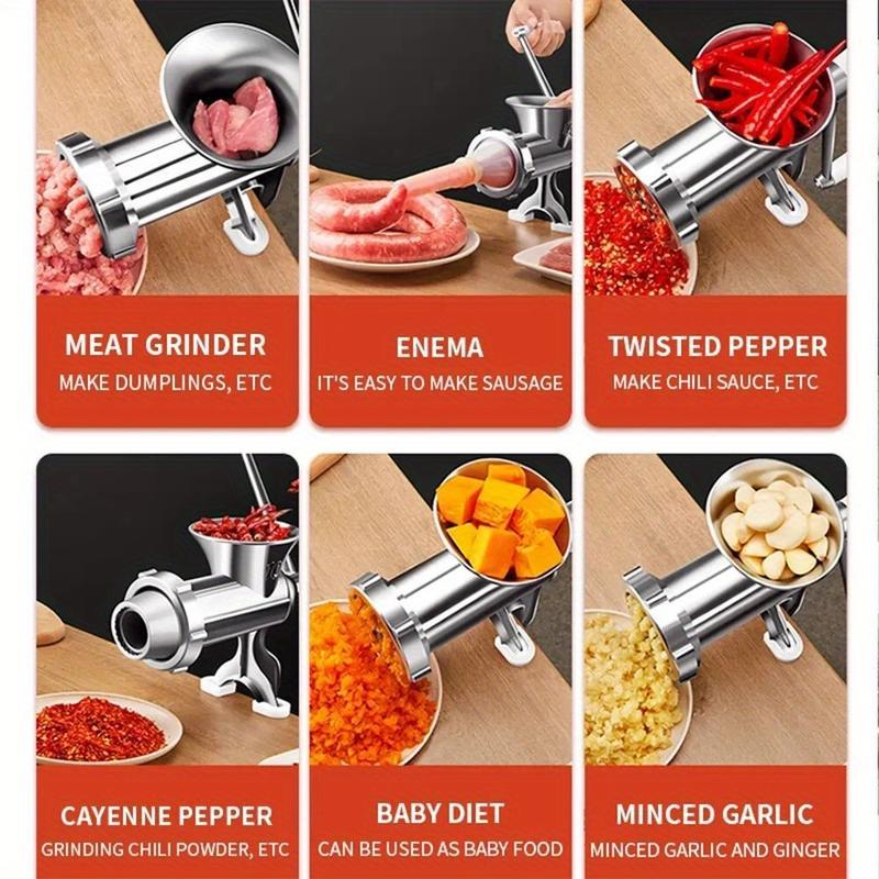 Manual Meat Grinder, Heavy Duty Aluminum Alloy Hand Meat Grinder with Table Clamp, Meat Mincer Sausage Maker for Beef Pepper Mushroom Manual Meat Grinder, Heavy Duty Aluminum Alloy Hand Meat Grinder with Table Clamp, Meat Mincer Sausage Maker for Beef Pepper Mushroom
